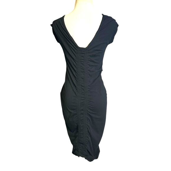 FP Beach black cap sleeves ruched mini dress size Medium - Picture 2 of 15